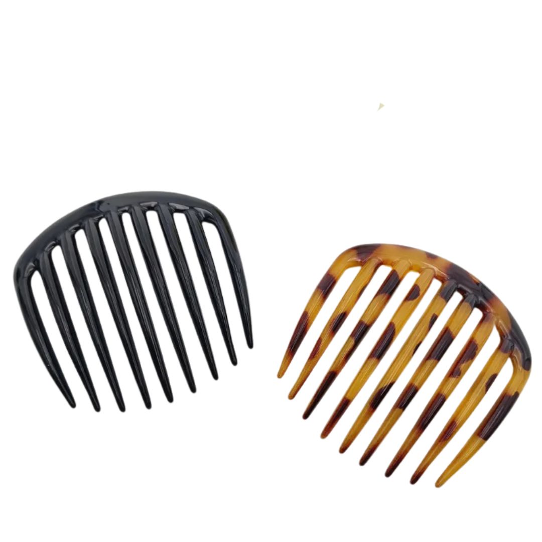 2 peignes à cheveux 9 dents couleur noir et léopard - Chic & Coquette