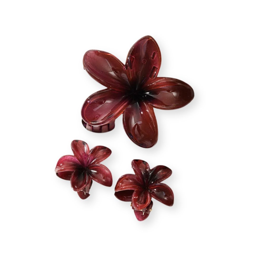 Pinces à cheveux fleurs d’été – Lot de 3 pinces hawaïennes tendance Orange - Chic & Coquette