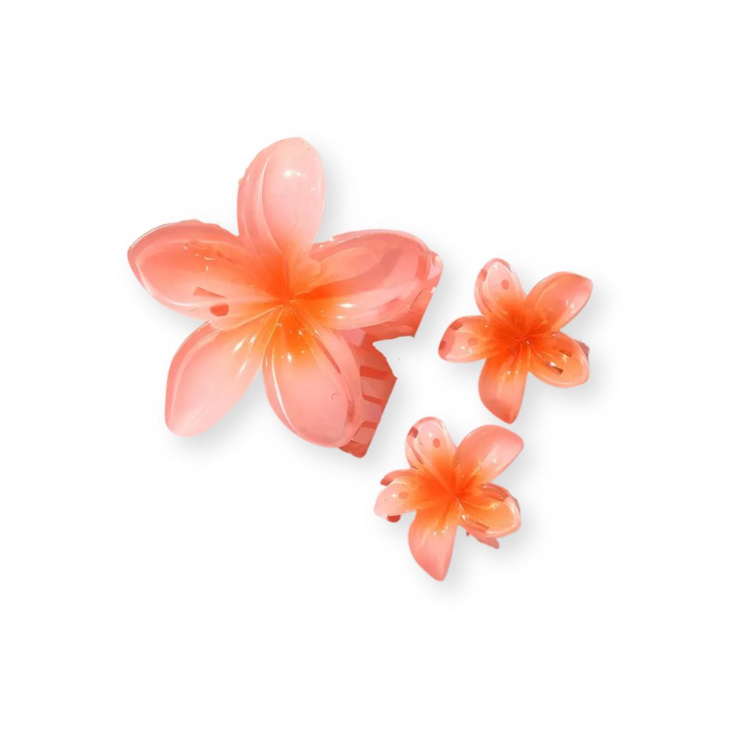 Pinces à cheveux fleurs d’été – Lot de 3 pinces hawaïennes tendance Vert - Chic & Coquette