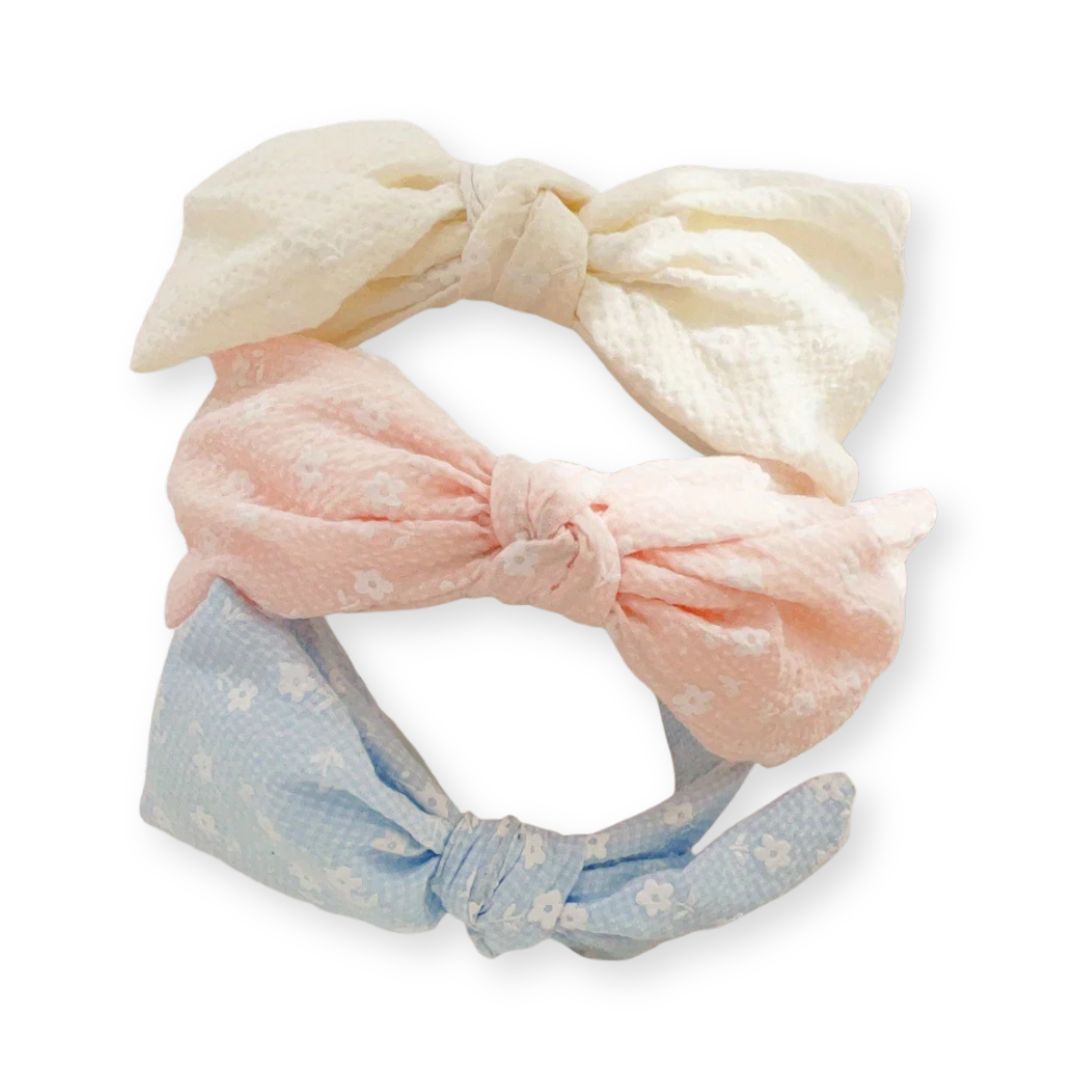 3 serre-têtes grand noeud papillon avec des petites fleurs - Chic & Coquette