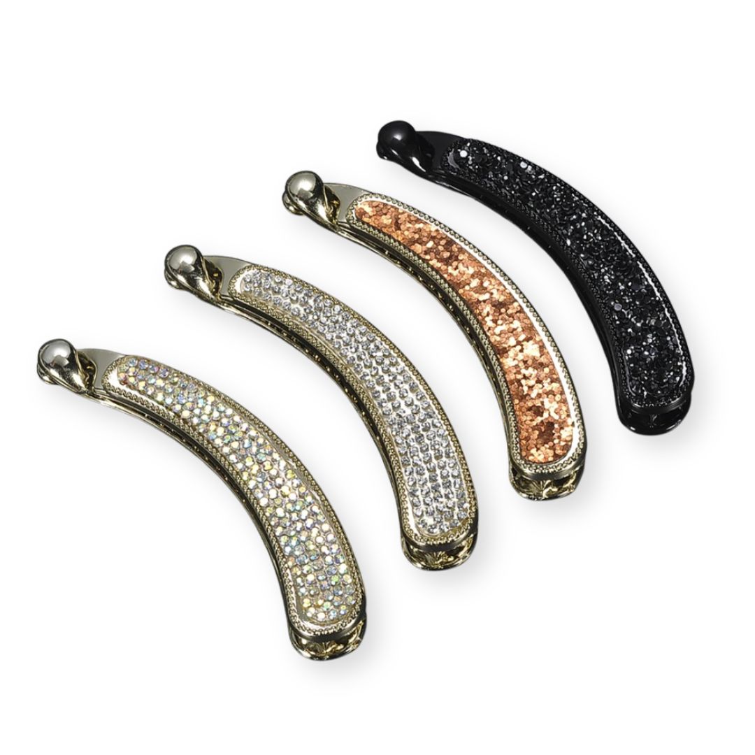 Pince banane ornée de cristaux scintillants – Taille 10 cm Noir - Chic & Coquette