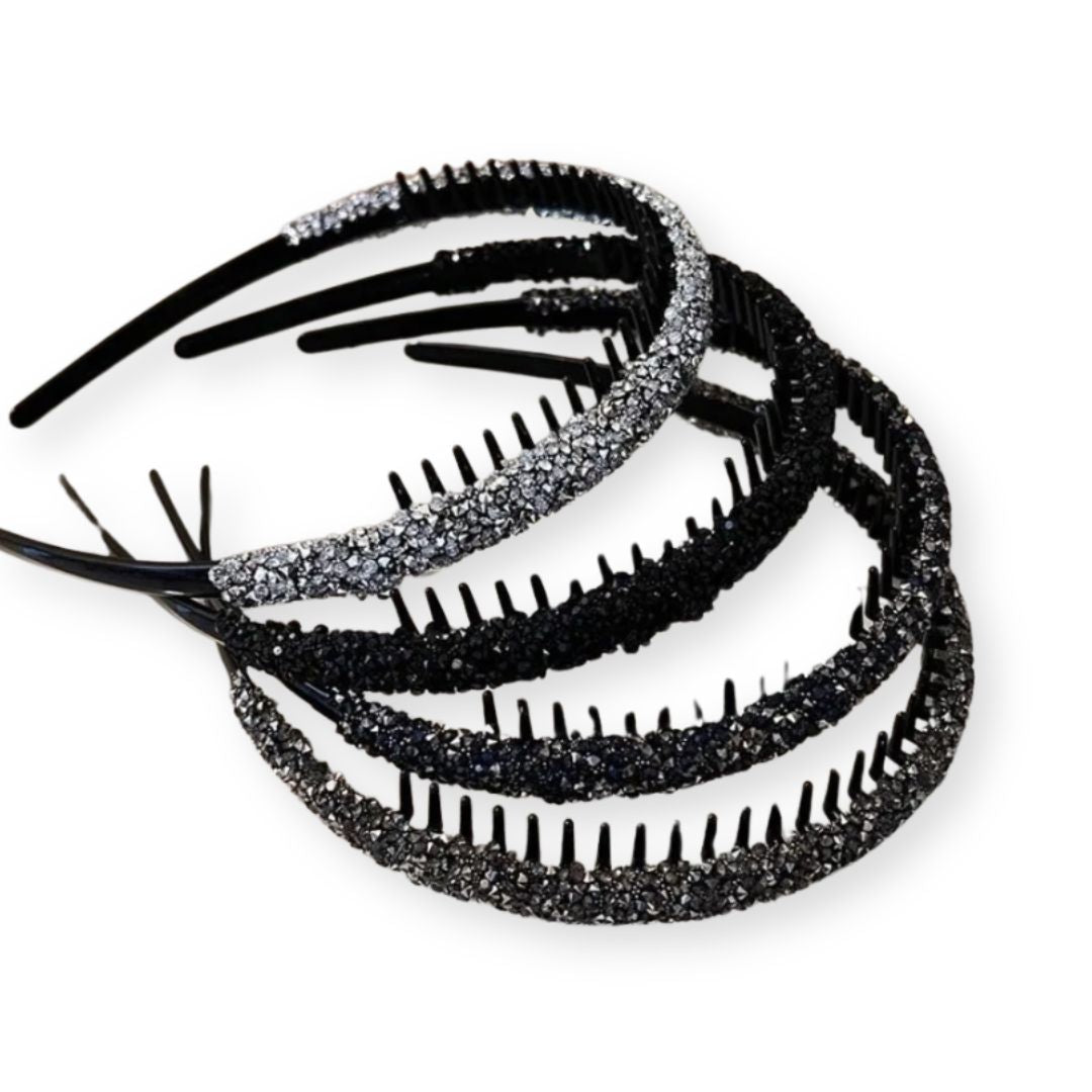 4 serre-têtes fin antidérapant strass brillant de différentes couleurs - Chic & Coquette