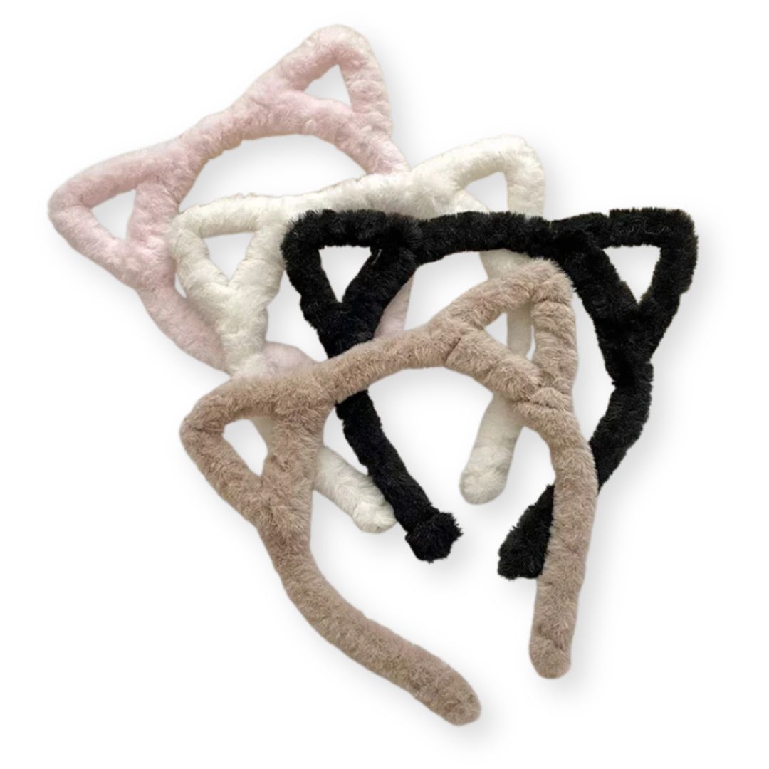 4 serre-têtes oreilles de chat en fourrure de peluche de différentes couleurs - Chic & Coquette