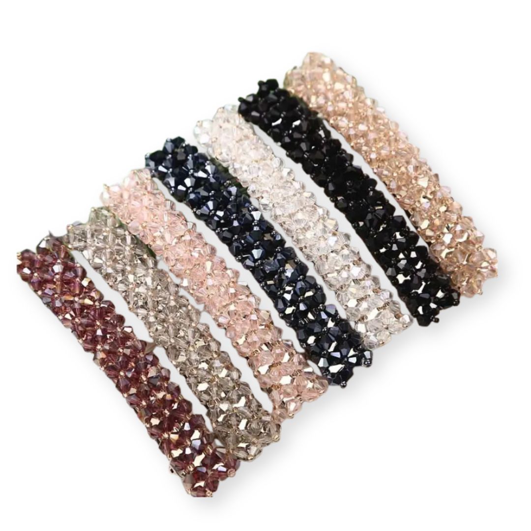 Barrette en cristal strass et perles brillantes – 8,5 cm Violet - Chic & Coquette
