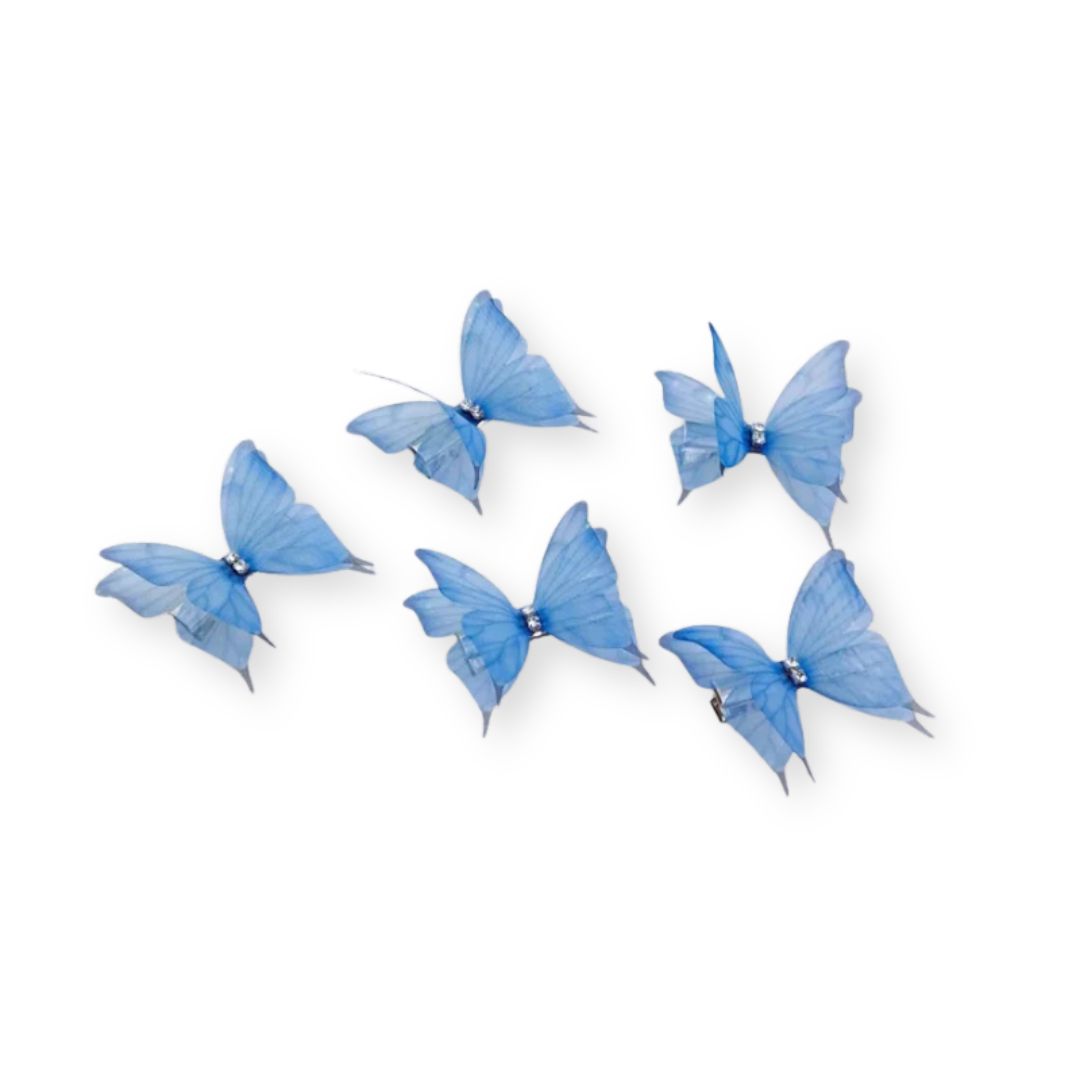 Pinces à cheveux papillon en maille double couche Bleu - Chic & Coquette