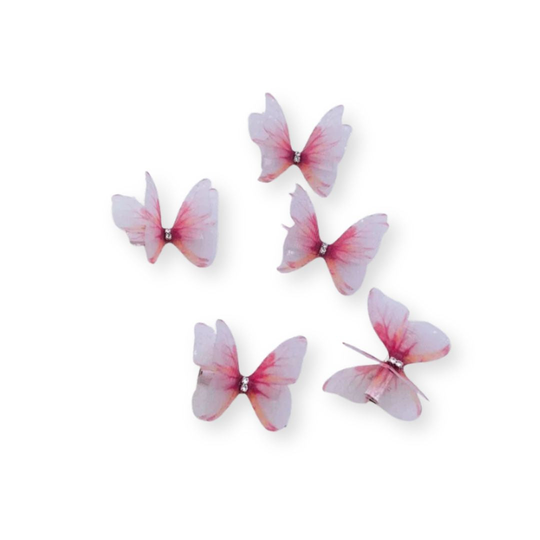 Pinces à cheveux papillon en maille double couche Rose - Chic & Coquette