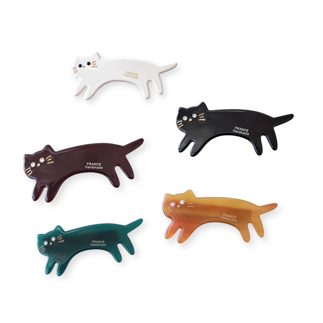5 pinces cheveux petit chat en acétate de différentes couleurs