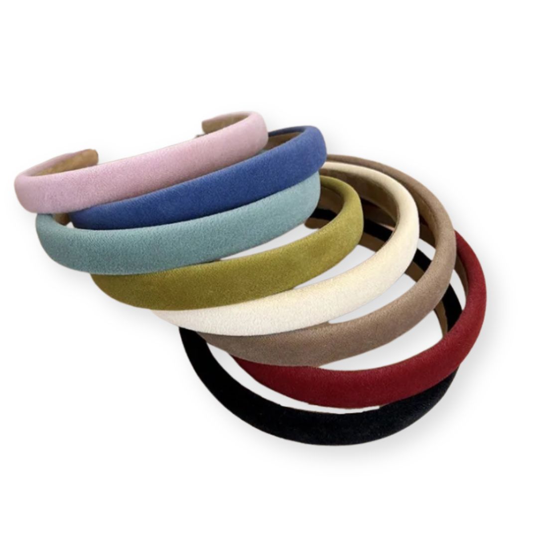 8 serre-têtes en velours mat de différentes couleurs
