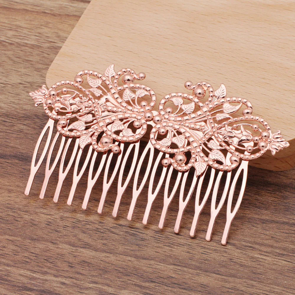 Peigne à cheveux en métal fleurs vintages Or cuivré - Chic & Coquette