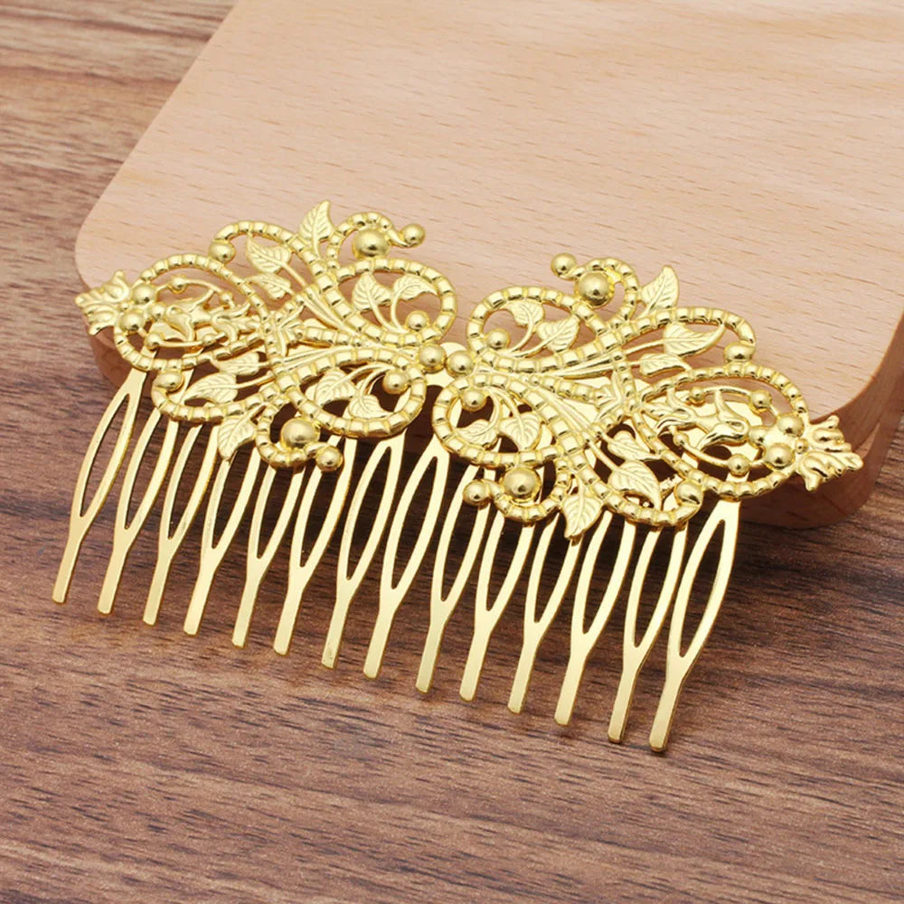 Peigne à cheveux en métal fleurs vintages Or - Chic & Coquette