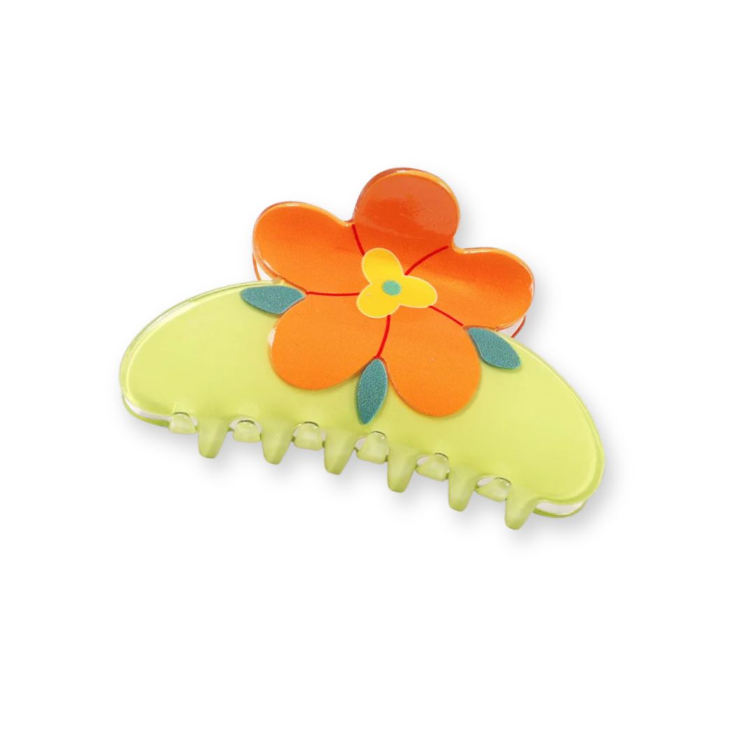 Pince à cheveux crabe avec fleur faite à la main – 4 coloris Rouge - Chic & Coquette