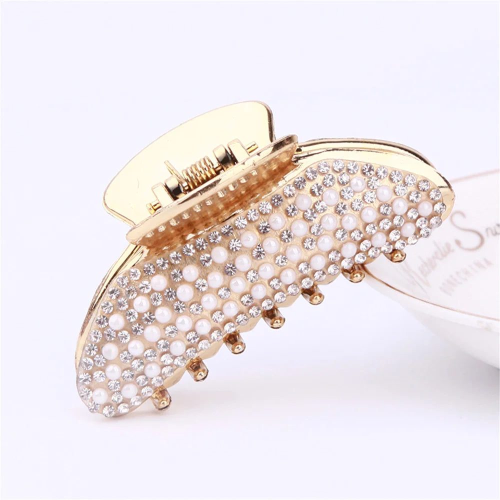 Pince à cheveux crabe avec perles et strass – 7 cm 2 - Chic & Coquette