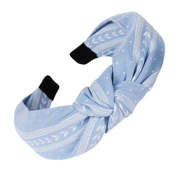 Serre-tête noué en tissu style Bandana Bleu ciel - Chic & Coquette