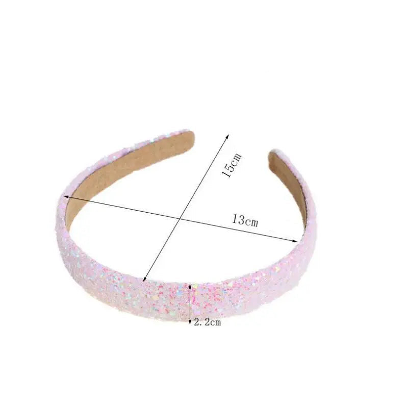 Dimensions du serre-tête antidérapant à paillettes en sequin rose - Chic & Coquette