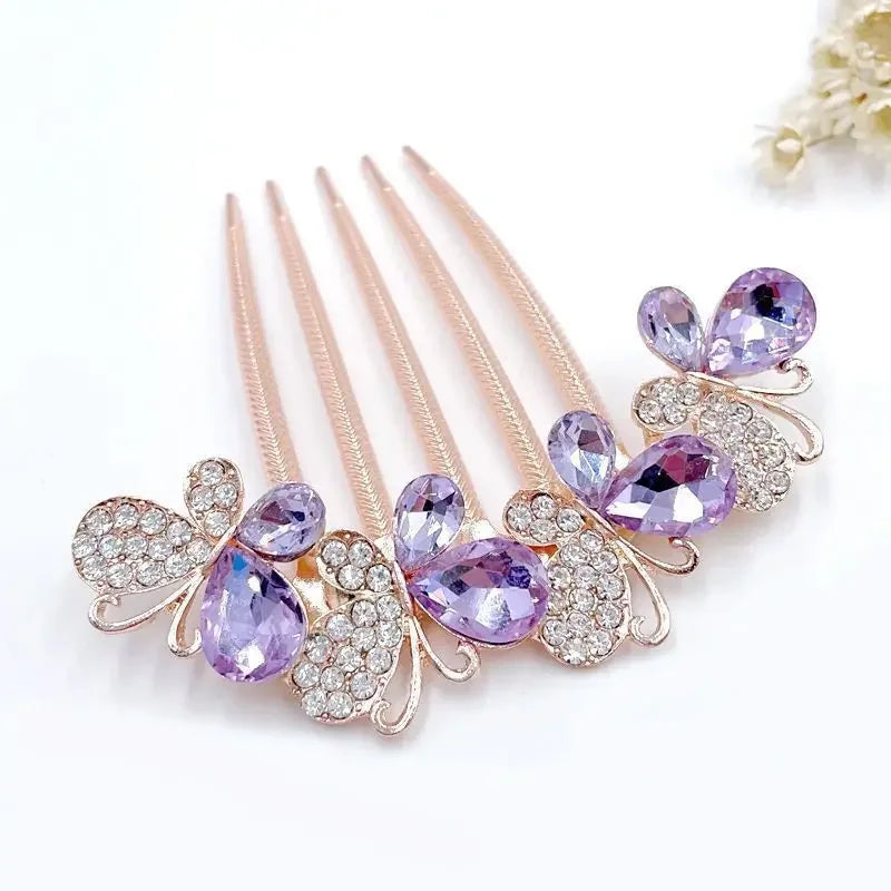 Peigne à cheveux papillon en zircon scintillant Gris - Chic & Coquette