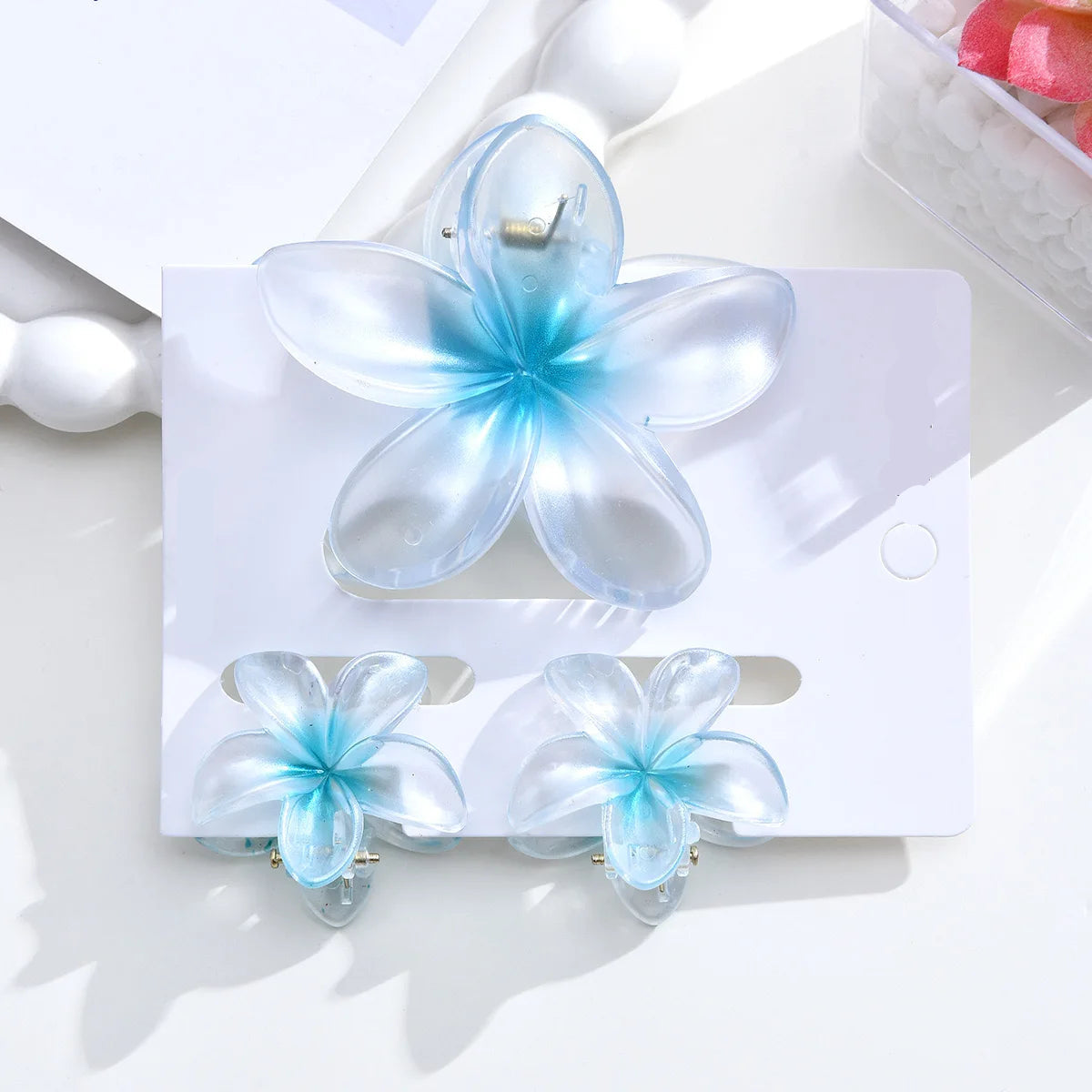 Lot de 3 pinces à cheveux fleurs d’été blanches et colorées, tendance Violet - Chic & Coquette