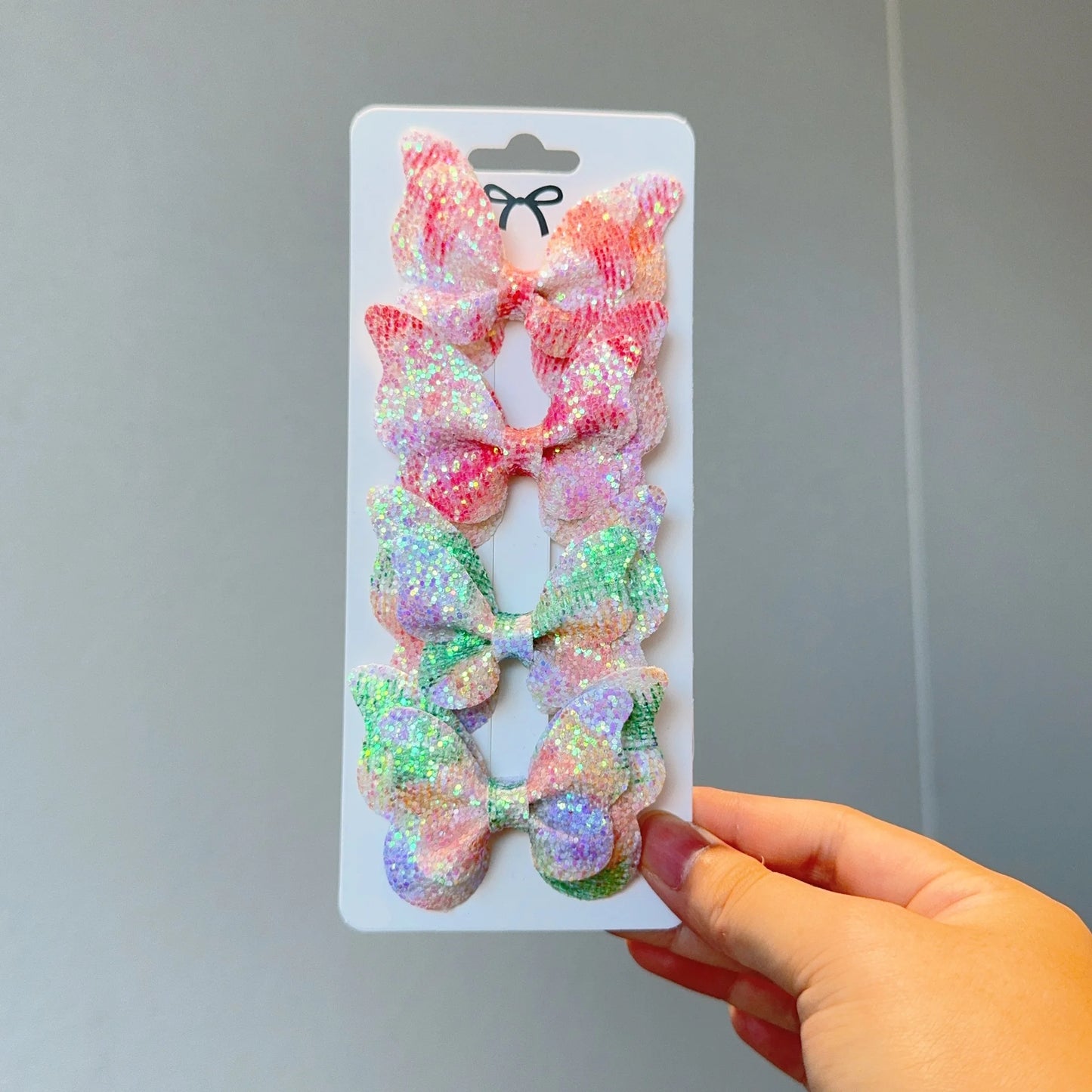 4 barrettes bébé fille nœud papillon brillant à paillettes 2 - Chic & Coquette