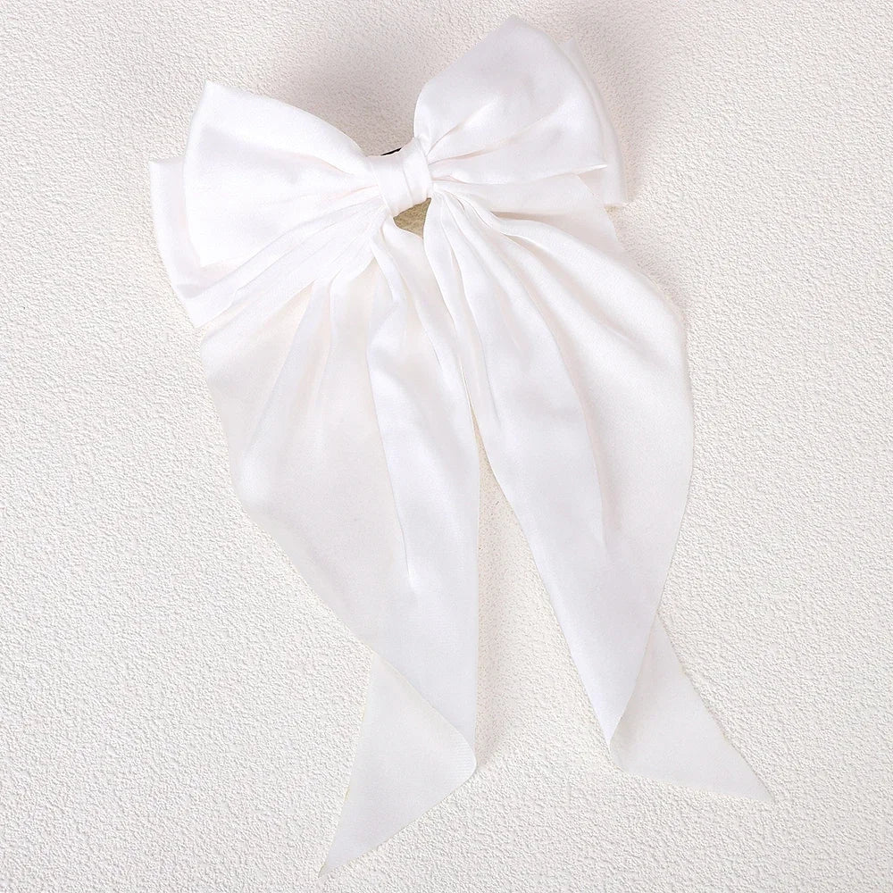 Barrette cheveux avec grand noeud en organza uni Rouge - Chic & Coquette