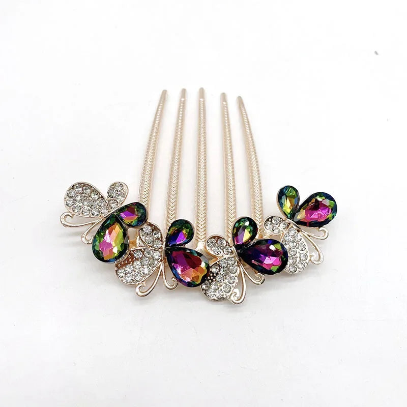 Peigne à cheveux papillon en zircon scintillant Vert - Chic & Coquette