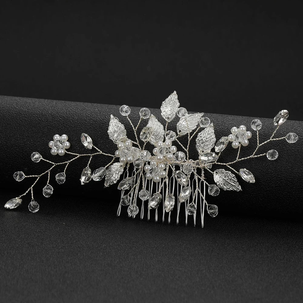 Peigne cheveux mariage élégant avec perles, strass & cristaux 22 - Chic & Coquette