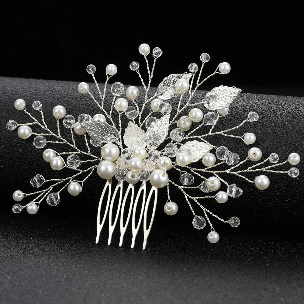 Peigne cheveux mariage élégant avec perles, strass & cristaux 29 - Chic & Coquette