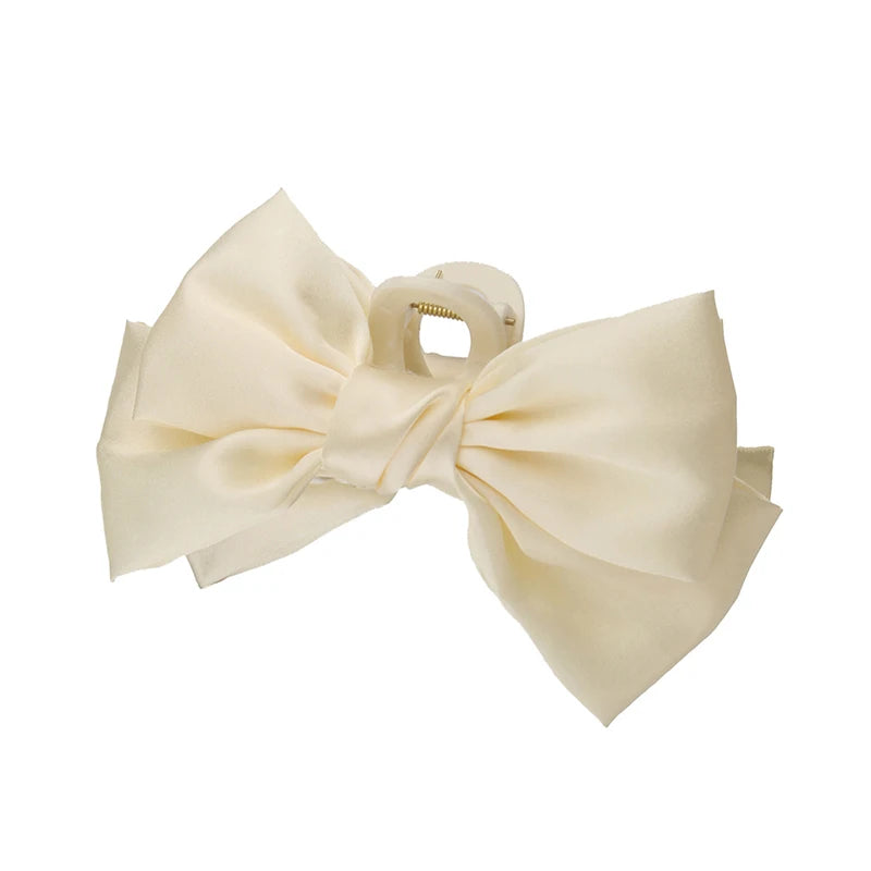 Barrette cheveux grand nœud papillon en satin de soie coloré Noir - Chic & Coquette