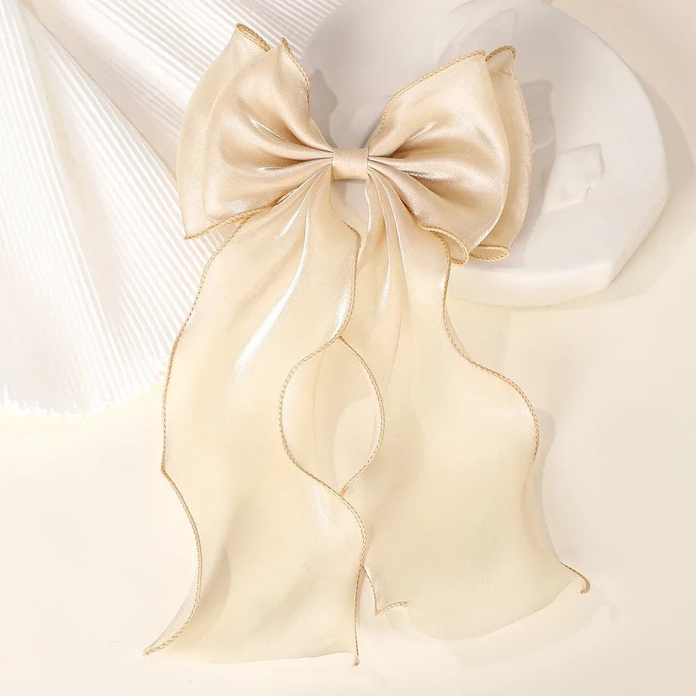 Barrette cheveux - Grand noeud en organza uni - Chic & Coquette