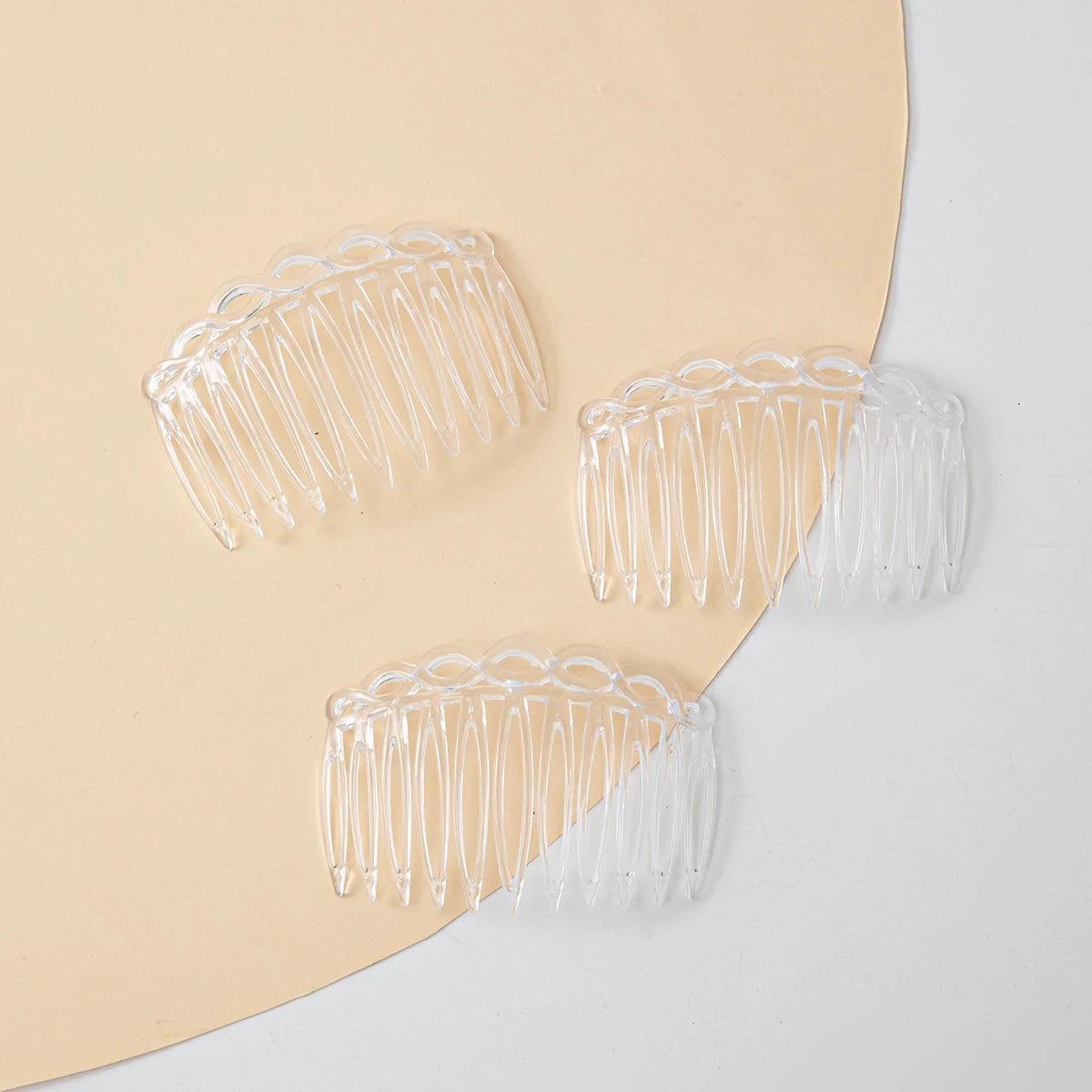 Lot de 3 Peignes cheveux torsadés et courbés – 11 dents, 8cm Blanc transparent - Chic & Coquette