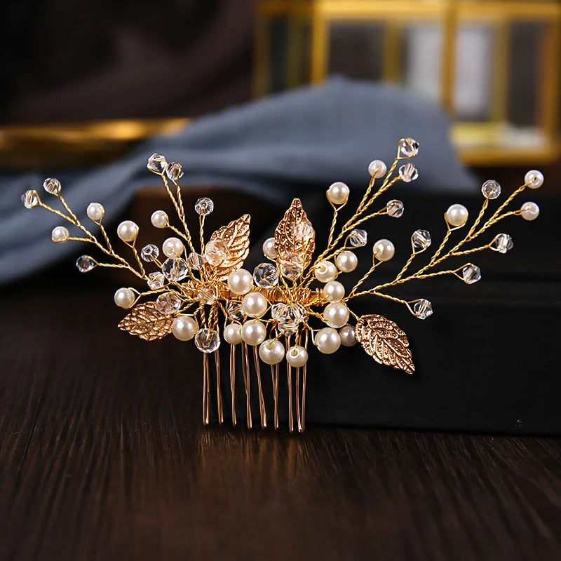 Peigne cheveux mariage élégant avec perles, strass & cristaux 31 - Chic & Coquette