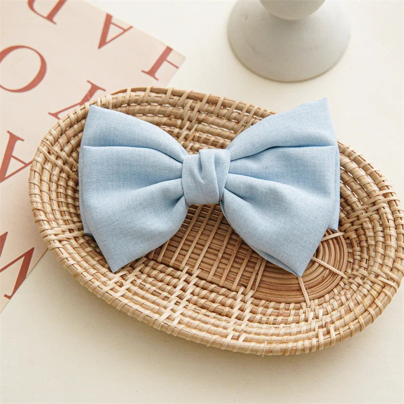 Barrette cheveux avec grand noeud papillon XXL en lin Marron - Chic & Coquette
