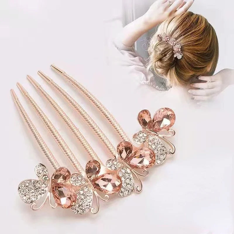 Peigne à cheveux papillon en zircon scintillant Saumon - Chic & Coquette