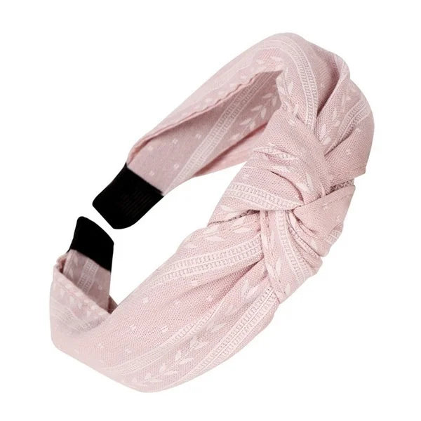 Serre-tête noué en tissu style Bandana Rose - Chic & Coquette