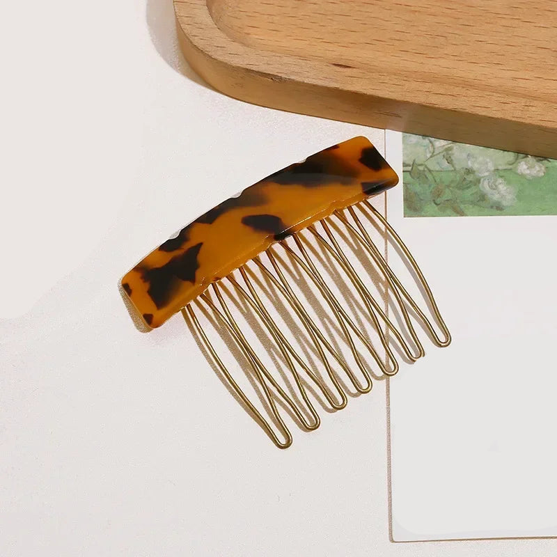 Petit peigne à cheveux rectangle écaille de tortue léopard brun - Chic & Coquette