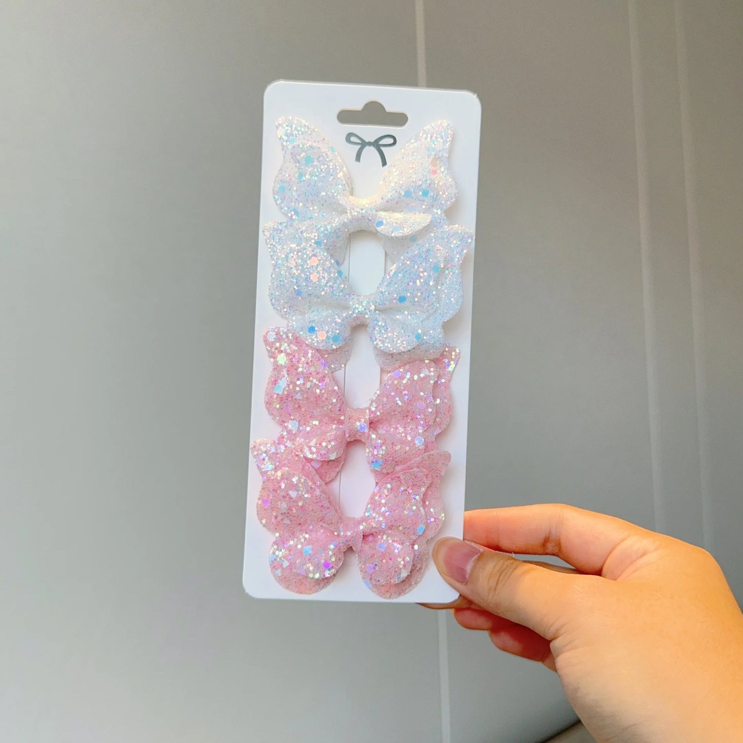 4 barrettes bébé fille nœud papillon brillant à paillettes 12 - Chic & Coquette