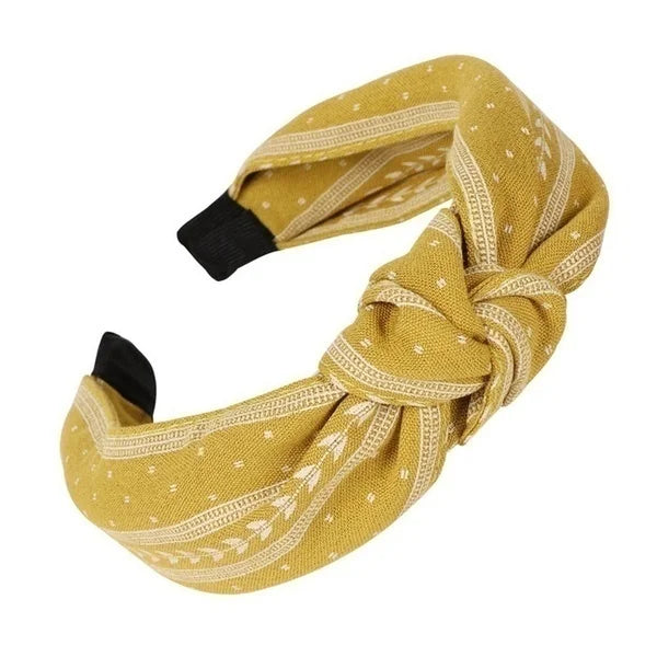 Serre-tête noué en tissu style Bandana Jaune - Chic & Coquette