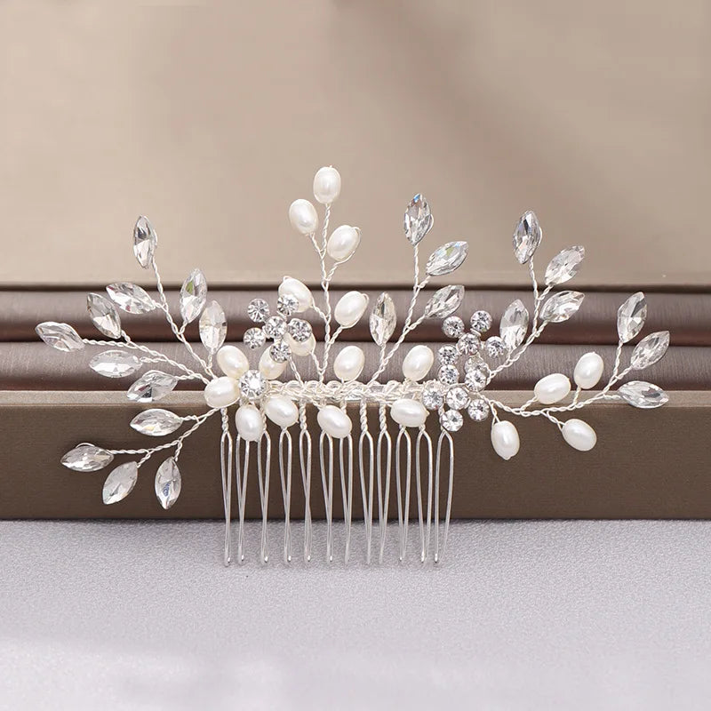 Peigne cheveux mariage élégant avec perles, strass & cristaux 30 - Chic & Coquette
