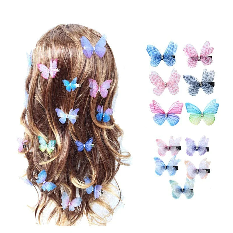 Pinces à cheveux papillon en maille double couche Lilas - Chic & Coquette