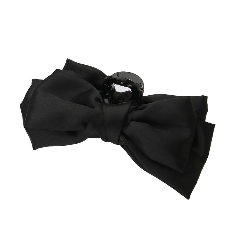Barrette cheveux grand nœud papillon en satin de soie coloré Rouge - Chic & Coquette