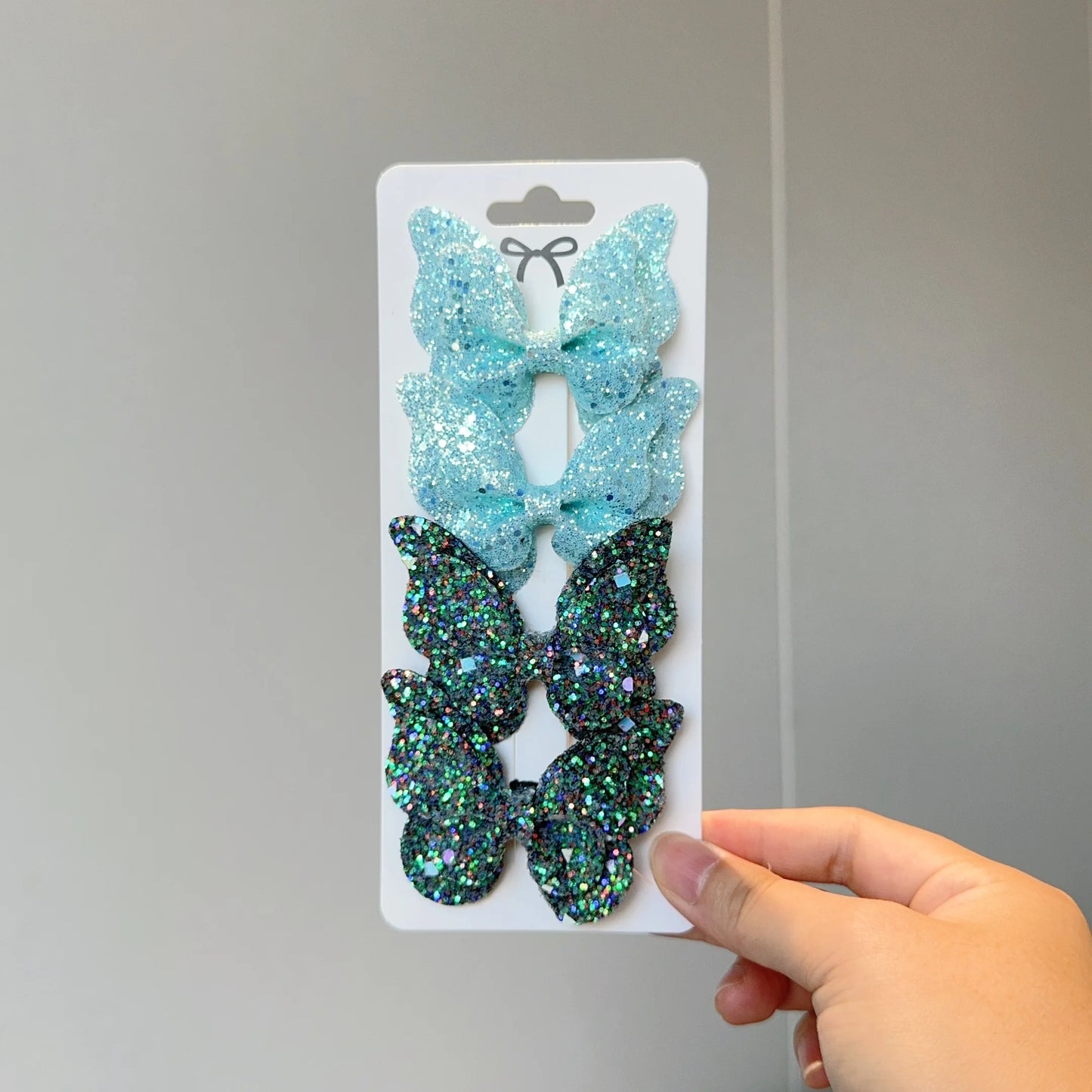 4 barrettes bébé fille nœud papillon brillant à paillettes 16 - Chic & Coquette