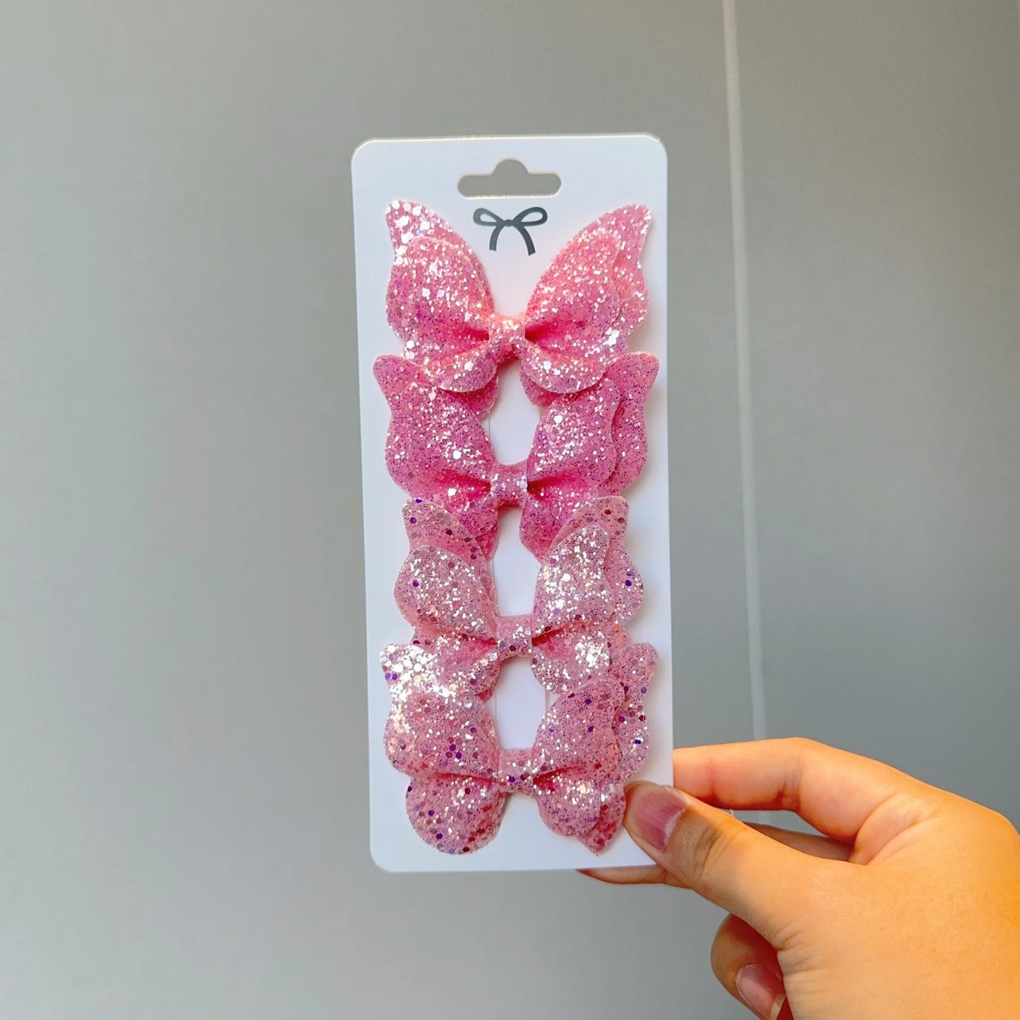 4 barrettes bébé fille nœud papillon brillant à paillettes 14 - Chic & Coquette