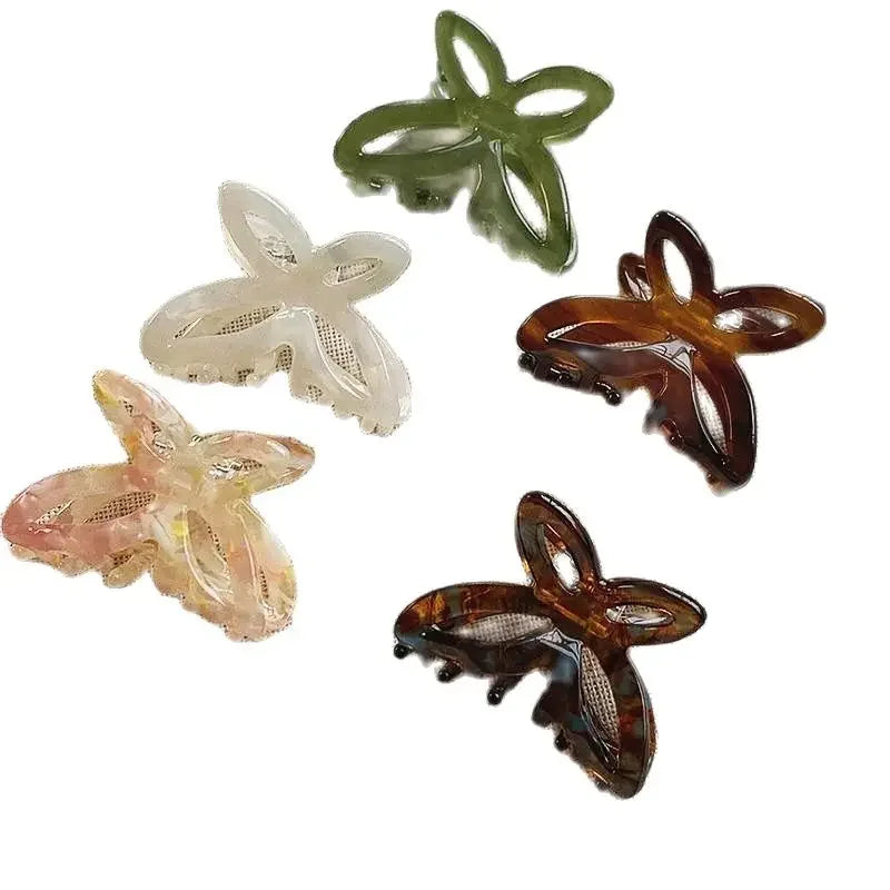 Pince à cheveux crabe en acétate forme papillon Vert - Chic & Coquette