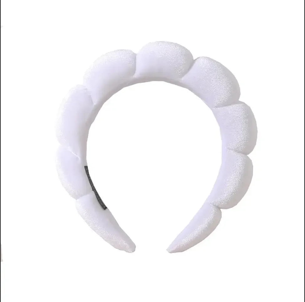 Serre-Tête Éponge pour Maquillage et Soins Visage Blanc - Chic & Coquette