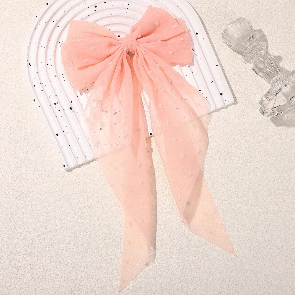 Barrette cheveux - Grand noeud en tulle plumetis - Chic & Coquette