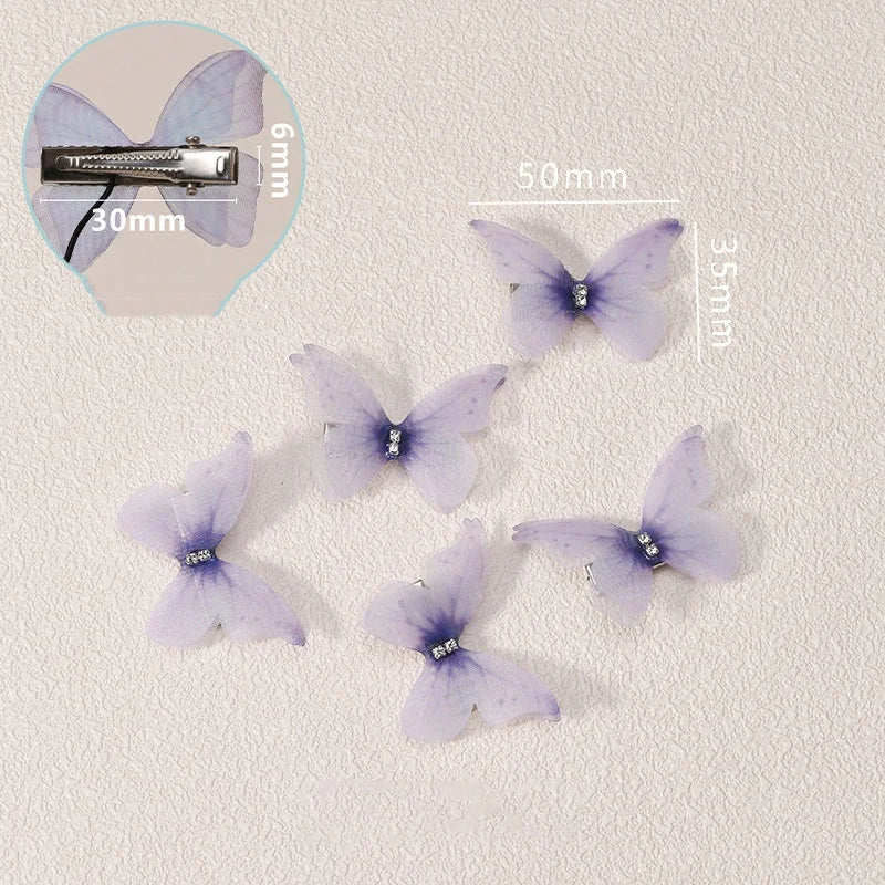 Pinces à cheveux papillon en maille double couche Violet - Chic & Coquette