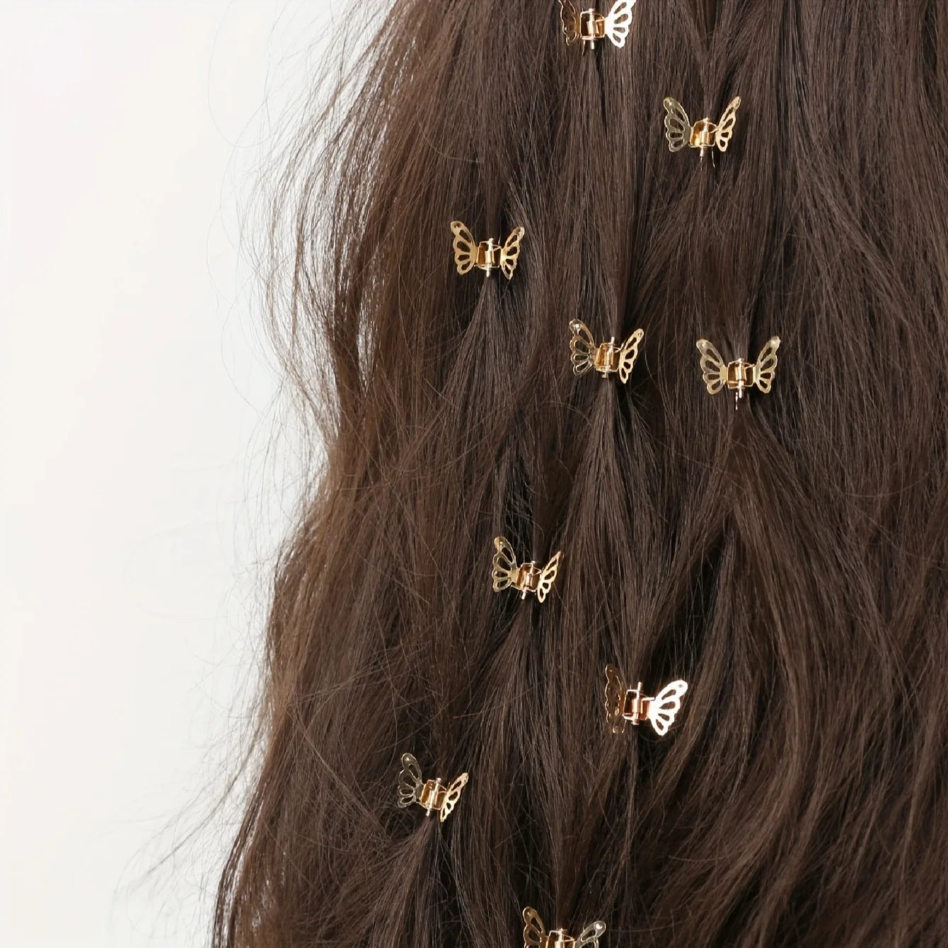 Lot de 10 mini pinces à cheveux papillon ajourées en métal brillant Argent - Chic & Coquette
