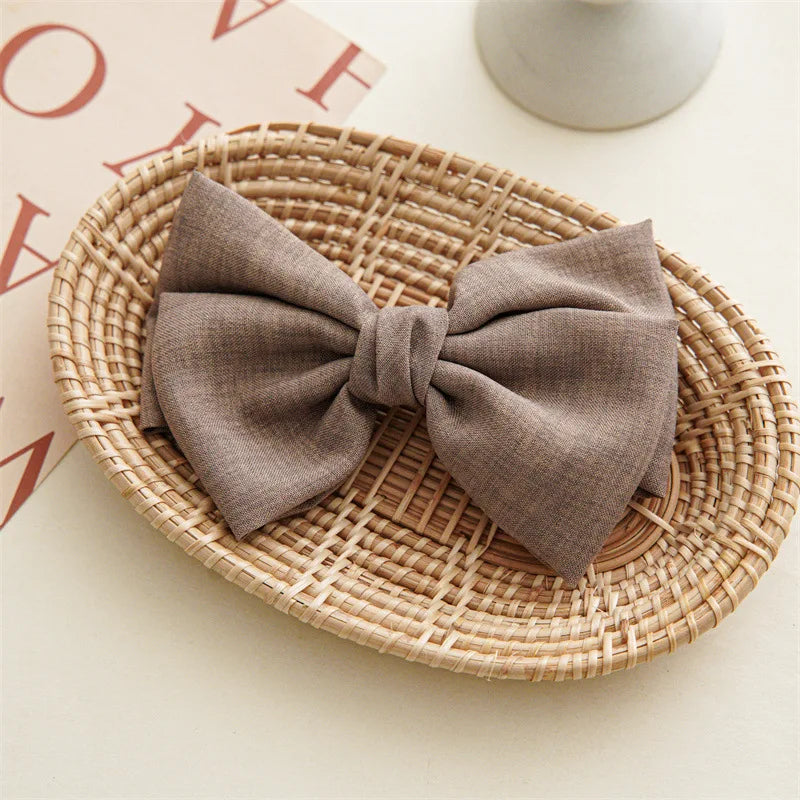 Barrette cheveux avec grand noeud papillon XXL en lin Bleu - Chic & Coquette