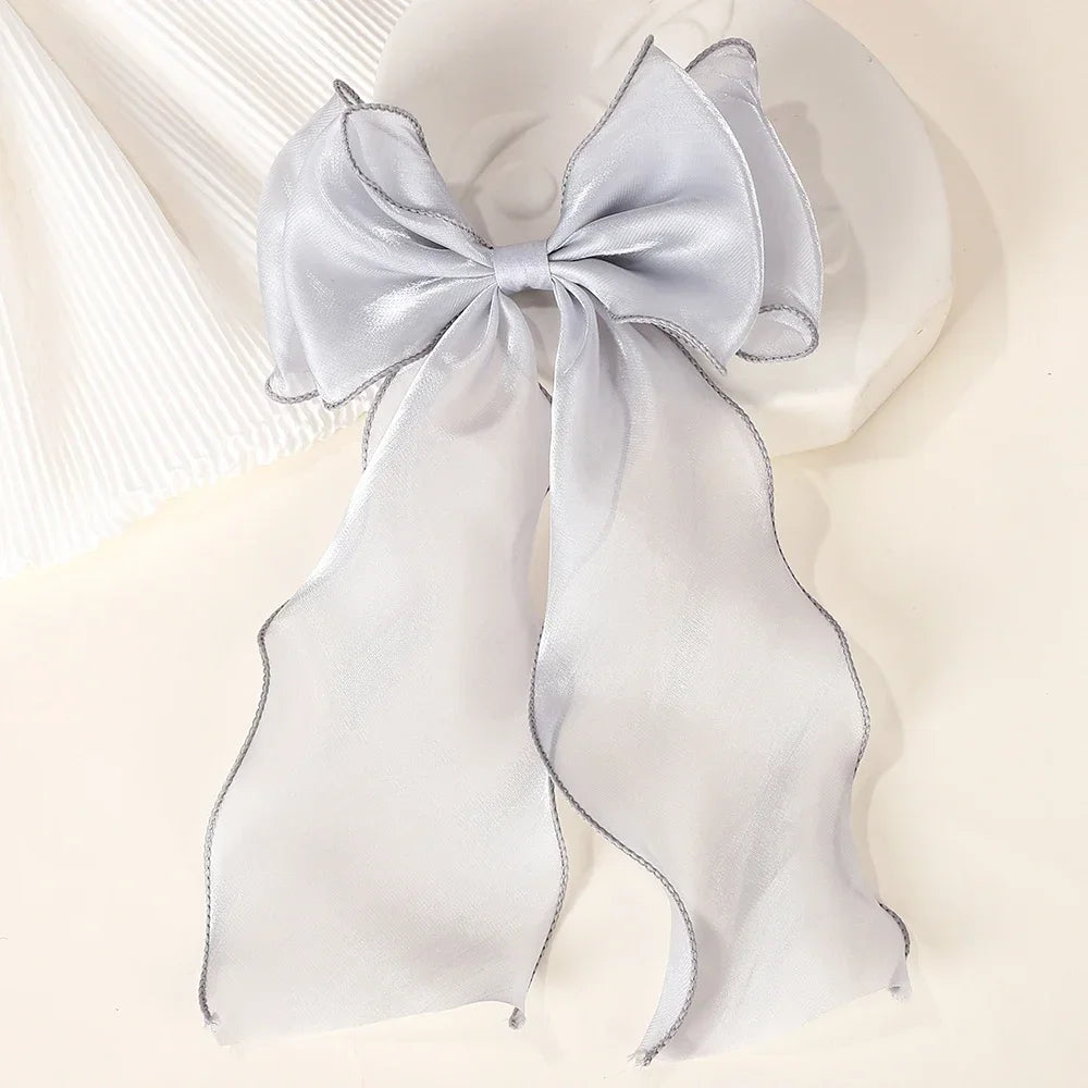 Barrette cheveux - Grand noeud en organza uni - Chic & Coquette
