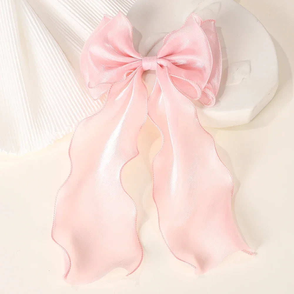 Barrette cheveux - Grand noeud en organza uni - Chic & Coquette