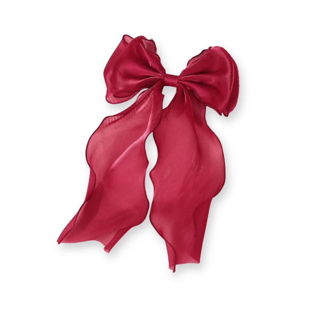 Barrette cheveux avec grand noeud en organza uni Blanc - Chic & Coquette