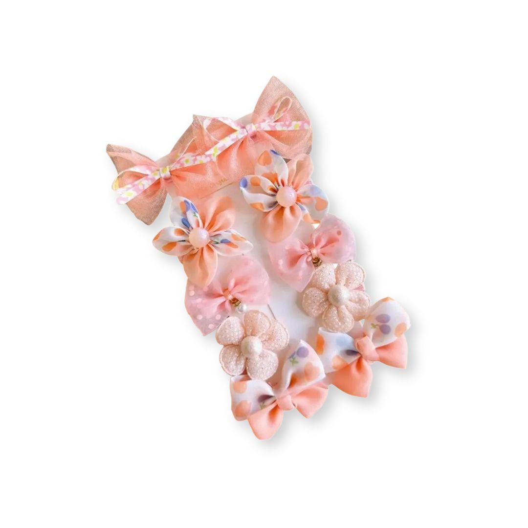 Lot 10 pinces à cheveux bébé filles avec fleurs & nœuds – 1 à 3 ans Rose bonbon - Chic & Coquette